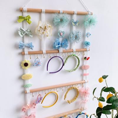 Bow Organizer for Girls Hair Bows Headband Holder Hanging Bow Storage Organizer Rack Wood Bow Holder Wall Mounted Hair