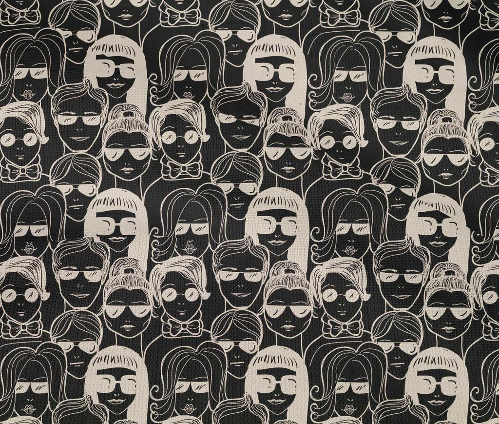 oneOone Cotton Flex Black2 Fabric People Doodle Art Sewing Material Print Fabric By The Yard 40 Inch