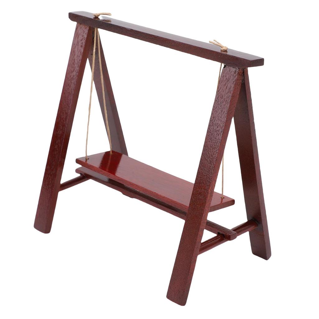 Miniature Dollhouse Swing 1:12 Modeling Figurine Porch Wood Furniture Supplies Mini House Accessories Rosewood Color