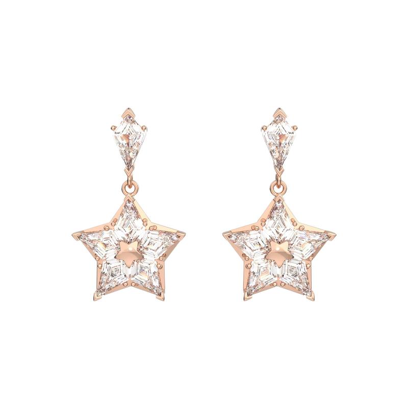 Swarovski Exquisite and elegant fashion star cubic zirconia earrings for women rose gold 5645466