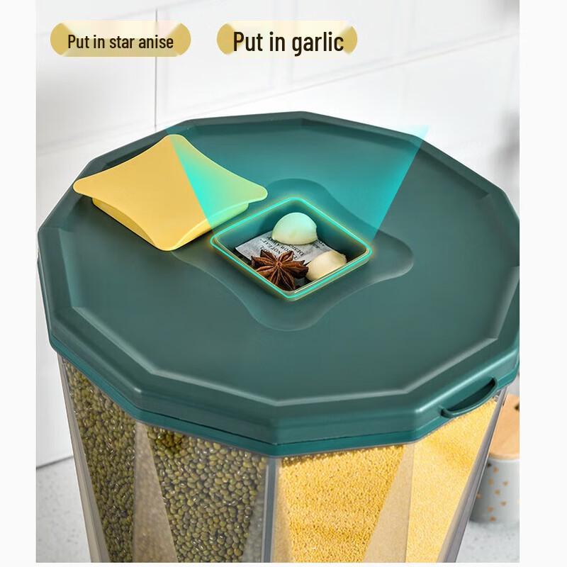 Rotating Divided Rice Dispenser with Moisture & Pest Protection