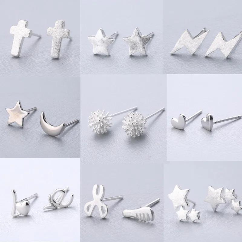 100% 925 Massiv Echtsilber Piercing Herz Krone Liebe Biene Ohrstecker Für Frauen Mädchen Brincos pendientes Brincos