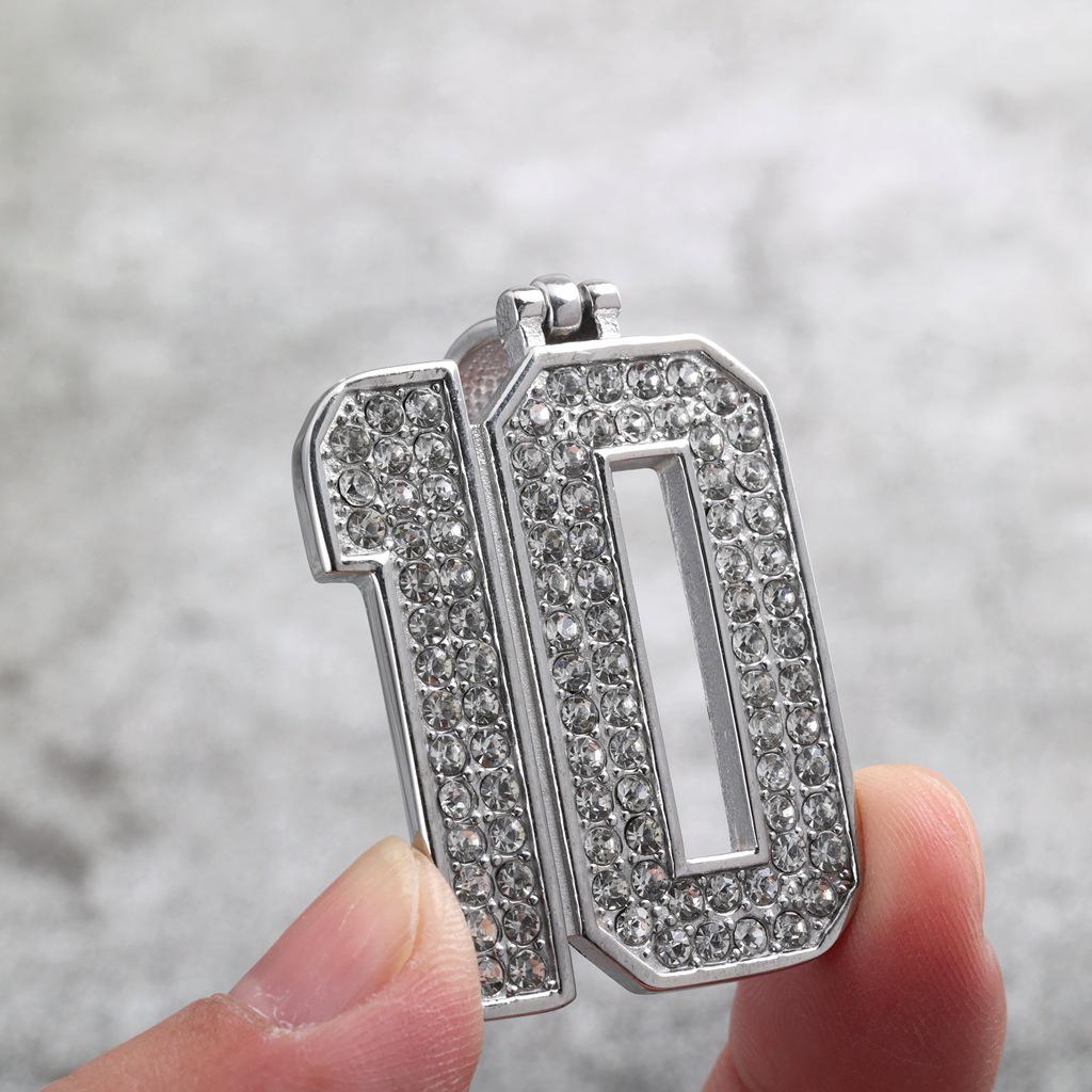 European & American Unisex Stainless Steel Pendant Necklace with Diamond Inlaid Number Design