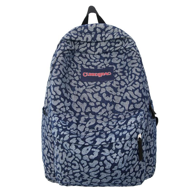 

Леопардовый принт джинсовый рюкзак студенческий школьный женский легкий рюкзак темно-синий