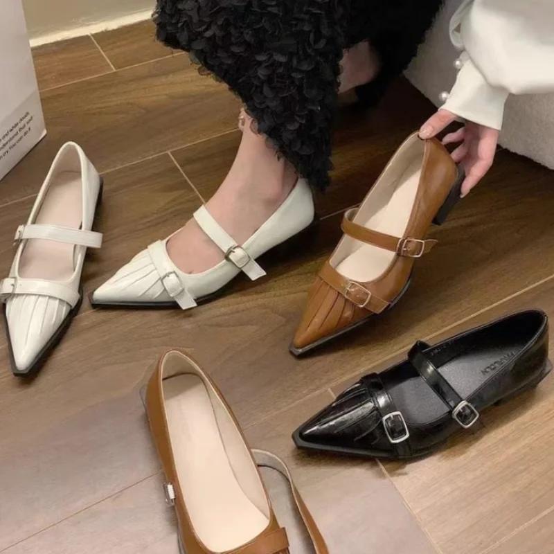 Fashion 2024French Spring Autumn Temperament Thick Heel Black Mary Jane Single Shoes Women's Shoes Zapatos Mujer
