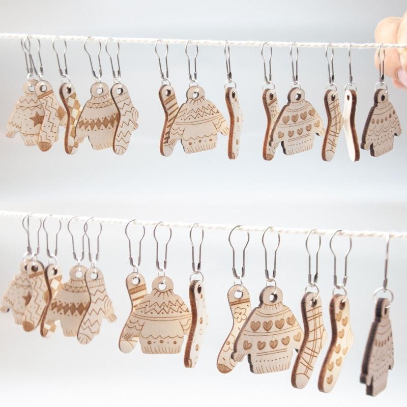 Holz Anhänger Strickmaschenmarkierer Holz Häkelnadelverschluss Für DIY Bastelmarkierer