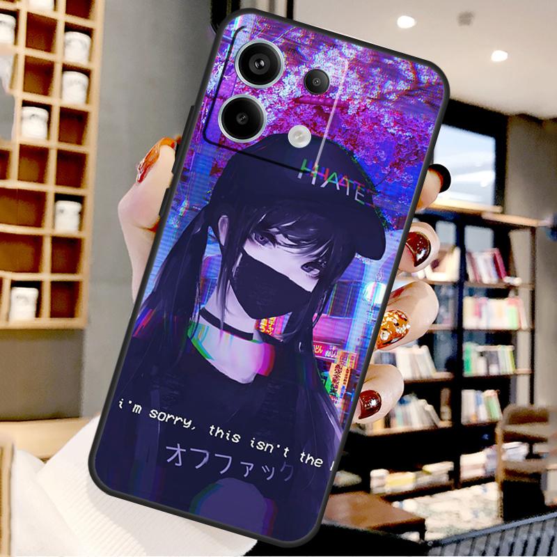 Anime Vaporwave Glitch For Xiaomi Redmi Note 14 Pro 9 10 11 12 13 15 Pro Plus Case For Redmi 15 15C 14C 12C 10C 13C