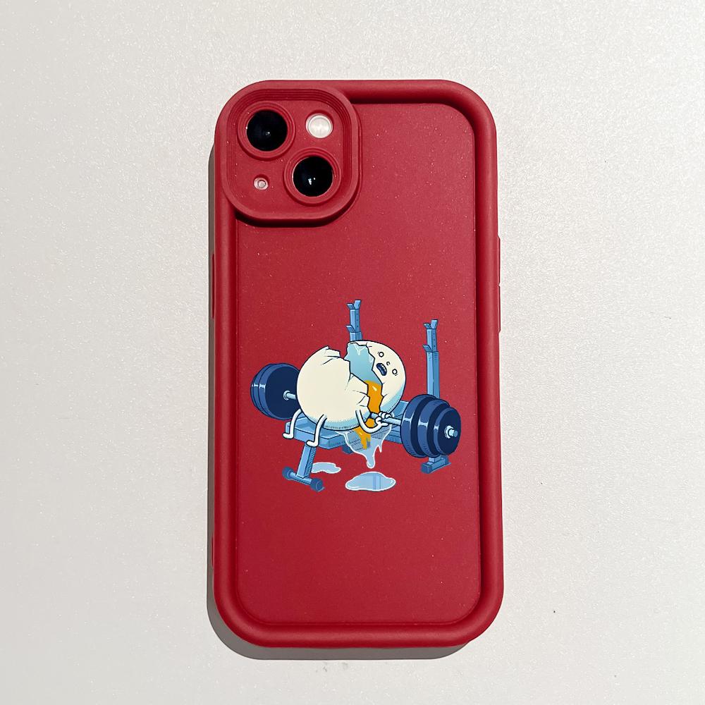 Für iPhone 16 15 14 13 12 11 Pro Max XS Max XR X SE 8 7 Interessantes Ei Gewichtheben Weiches Silikon Vollständiger Objektivschutz Handyhülle