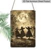2D Flat, 1pc Vintage Witches Dancing Under Full Moon Aluminum Sign - Gothic Halloween Decor, 8*12 Inches, Suitable for Living Room Wall, Garden