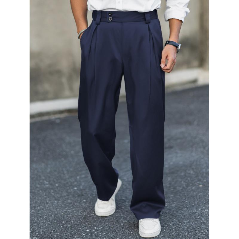 Pantaloni larghi a pieghe drappeggiati da uomo per primavera e autunno pantaloni dritti casual versatili pantaloni trendy versione coreana ruffiano bello