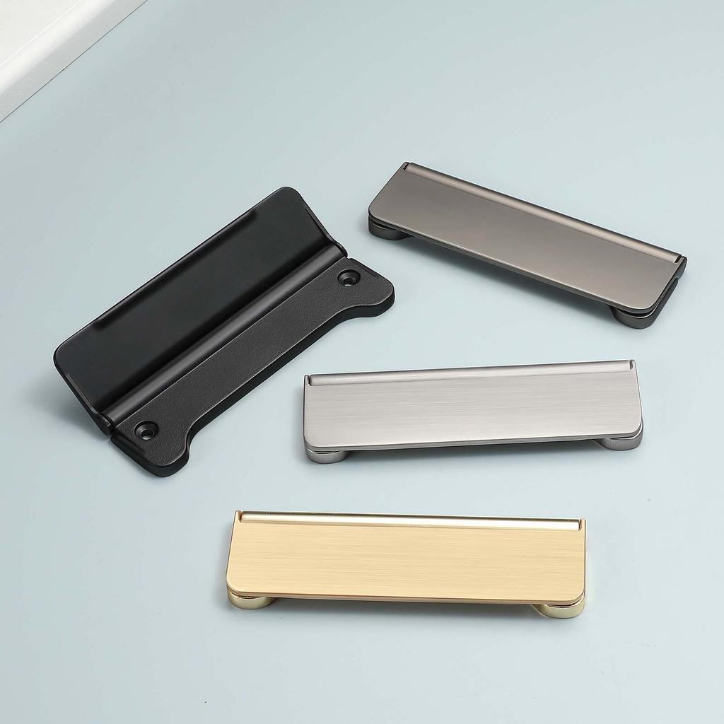 Modern Style Zinc Alloy Hidden Handle Black Golden Grey Handle Cabinet Door Pull Drawer Knob