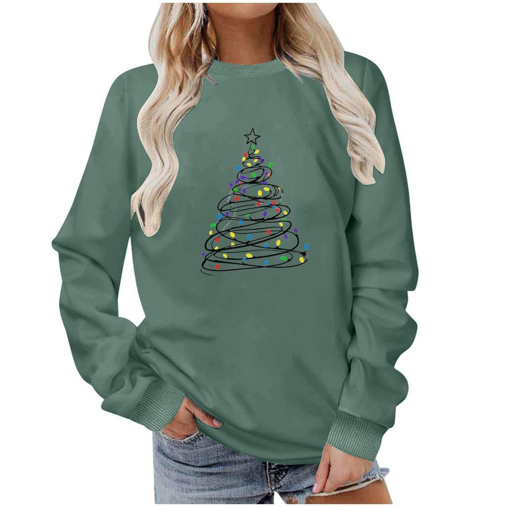 Christmas Sweatshirts For Women Oversized Long Sleeve Crewneck Shirts Cute Xmas Holiday Graphic Pullover Tops