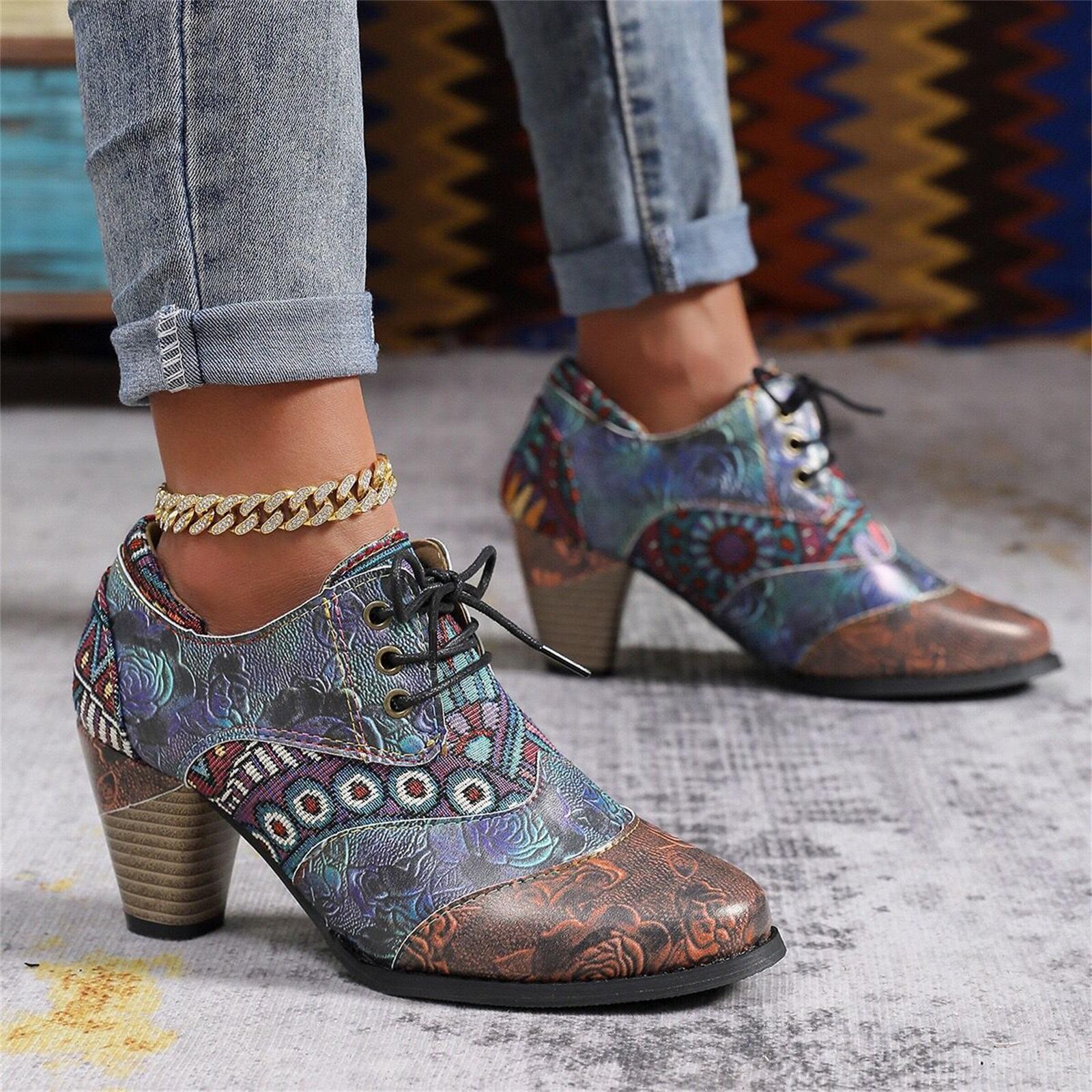 Women s Fashion Plus Size Pointed Toe Ethnic High Heel Boots 36 коричневый 2530₽