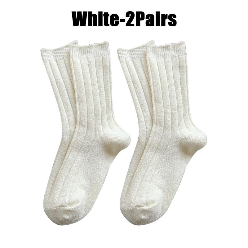 Chaussettes thermiques longues en laine de cachemire pour femme, épaisses et chaudes, mode japonaise, Harajuku, couleur unie, nouvelle collection hiver