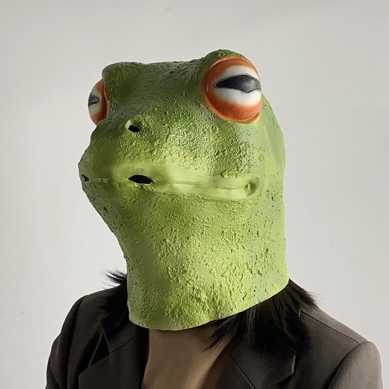 Cartoon Frog Mask Easter Cute Chameleon Animal Headgear Creative Funny Party Frog Latex Mask