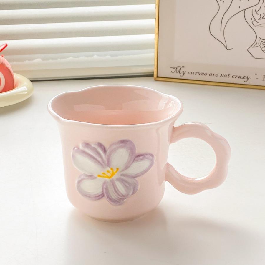 1 Korean Coffee Cup, Flower Shaped Mug, Cute Ceramic Cup, Birthday Gift for Girls, Best Friend Souvenir