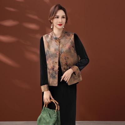 Spring & Autumn Vest Set for Middle-Aged & Elderly Women - New Chinese Style Sleeveless Jacket