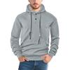 Men Hoodie Jacquard Texture Hooded Drawstring Long Sleeve Pullover Tops with Front Pocket Solid Color Spring Autumn Tops