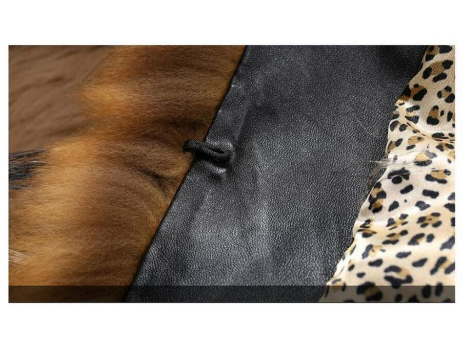 Women's Mid-Length Leopard Print Faux Fur Coat with Raccoon-Style Collar