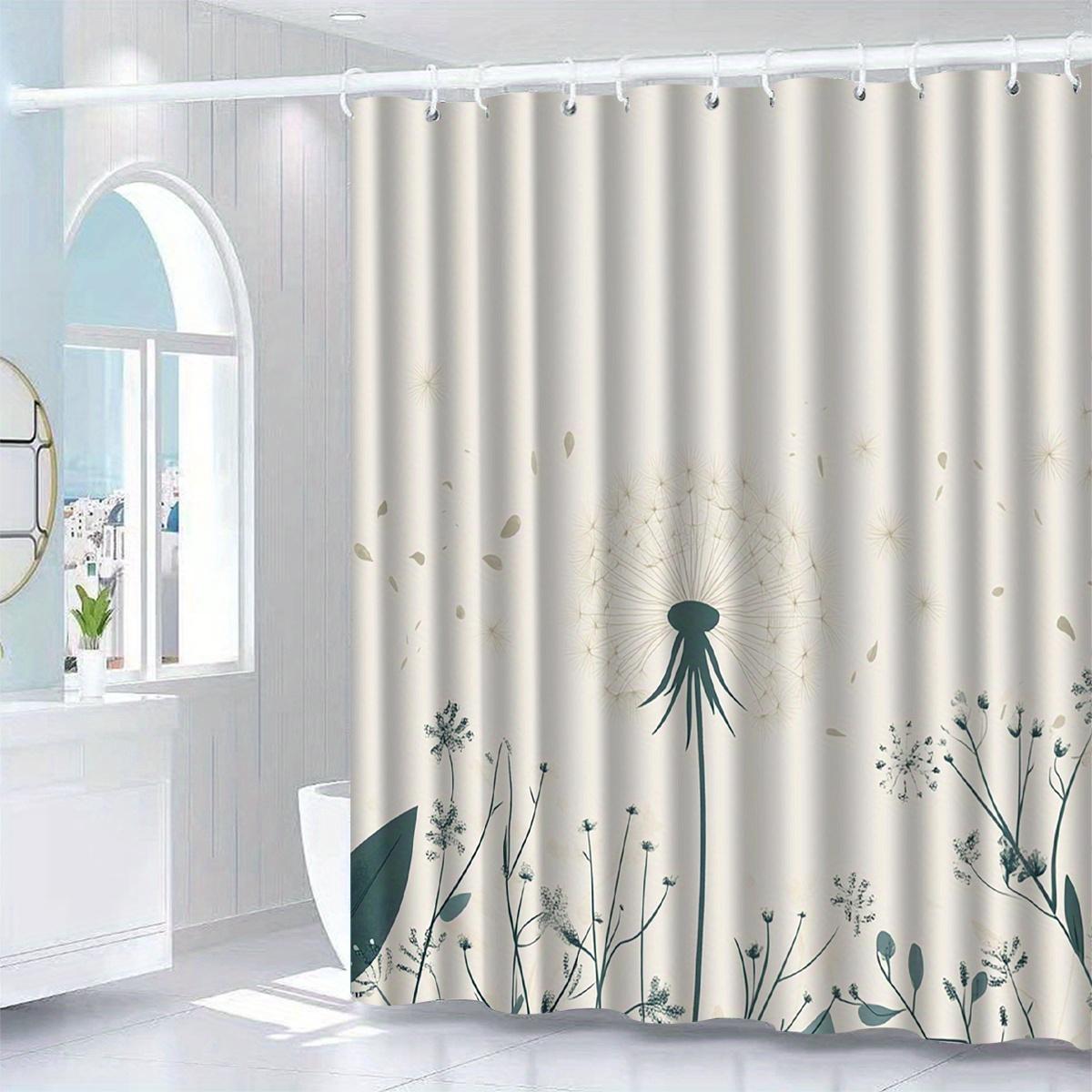 Dandelion Pattern Shower Curtain, All-Season, Machine Washable, Artistic Floral Design, Hooks Included, Bathroom Decor W60H190(CM)-1 Pcs