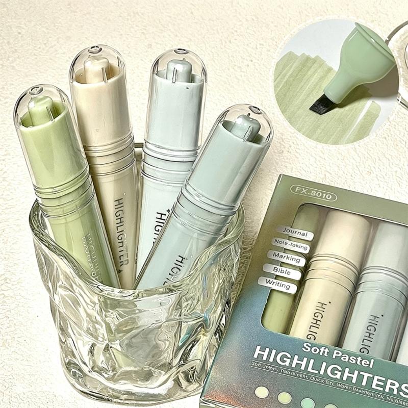 Soft Pastels Highlighter Markers, Chisels Tip Quick Dry Ink for Study Note Journaling and Clean Paper Page Marking