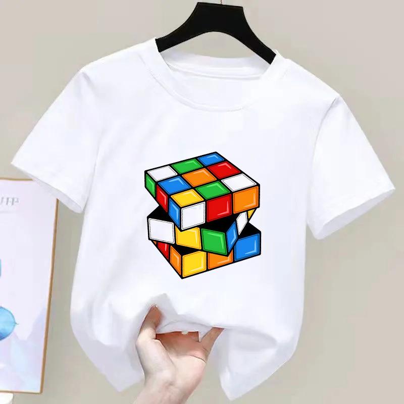 TShirt For Boys Funny Magic Block Graphic Print Kids Tshirt Summer Casual Boy Clothes Cute Toddler T Shirt Birthday Gift Tops 100