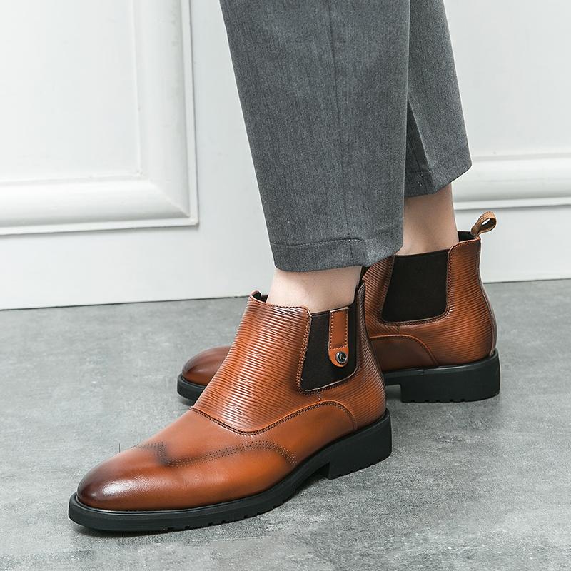 Golden Sapling Party Men Boots Casual Business Shoes Comfortable Chelsea Boot Office Shoe Leisure Flats Slip on Fashion Footwear