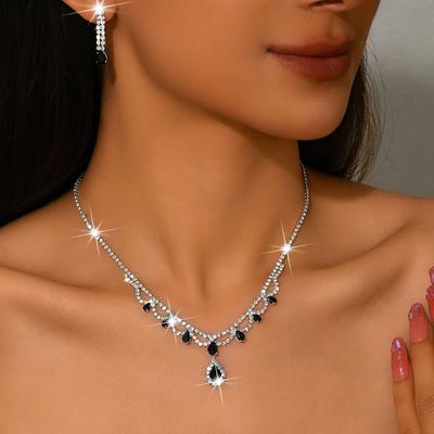 3-teiliges Süßes und Exquisites Quasten-Metall-Braut-Halsketten-Ohrring-Set Hochzeitsfeier Bankettkleid-Accessoires Als Geschenk geeignet