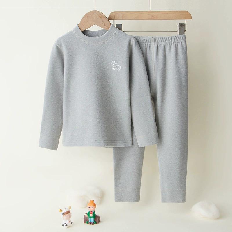 

Термобелье для подростков и детей, шерстяное, шелковое, мягкое, уютное, из двух частей, для мальчиков и девочек, домашняя одежда, плотная, теплая, дышащая, детская одежда для сна 100 серый