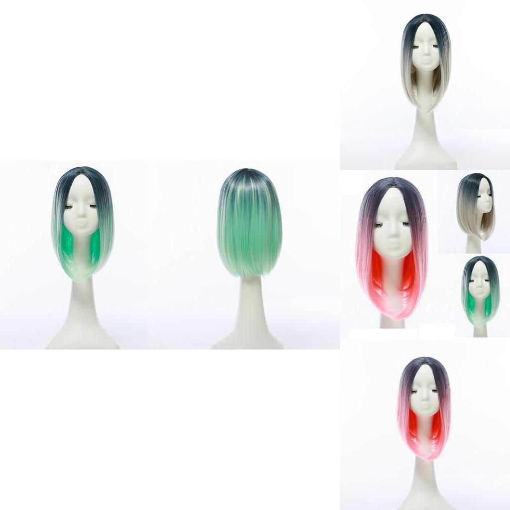 Short Hair Bob Wig With Gradient Color For Women And Natural Look
