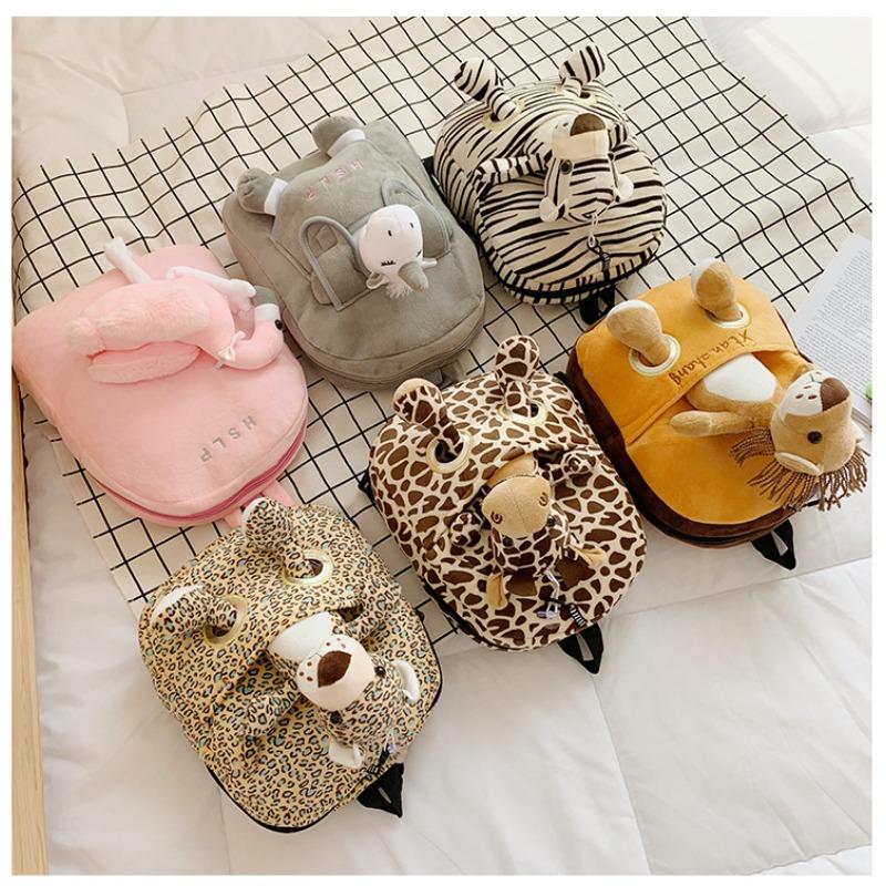 Toddler Backpack Zoo Animals Backpacks Cute Plush Bag Cartoon Preschool Book Bag for Girls Boys with Stuffed Toy