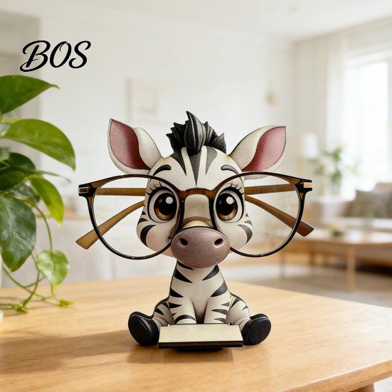 Cute Animal Shaped Eyewear Organizer Glasses Holder, Wooden Cat Dog Panda Fox Eyeglasses Desktop Holder Cartoon Eyeglass Stand Ornament Gift for Kids