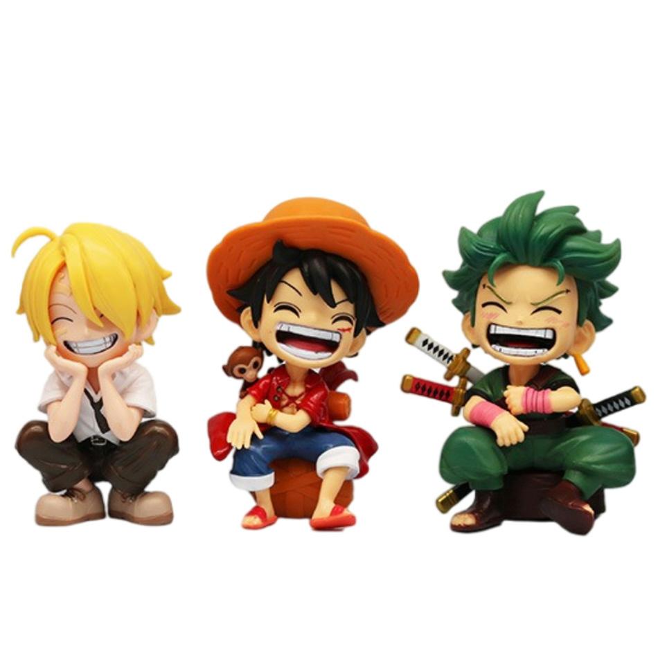 13cm Anime Figure One Piece Monkey D Luffy Roronoa Zoro Kawaii Playthings Q Figural Nendoroid Car Decoration PVC Model Gift