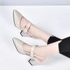 High-heeled sandals women's summer new pointed head bag head empty sandals round buckle thick heel fashion sandals
