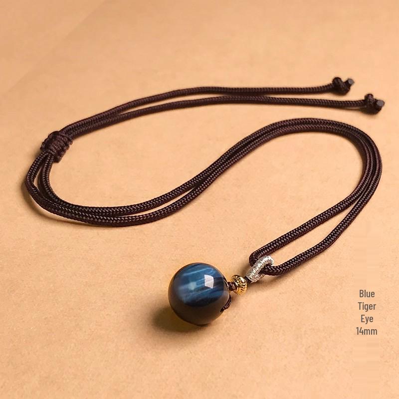 Tiger Eye, Obsidian & Amethyst Pendant Necklace – 16MM for Men