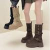French Explosion Thick-soled British Style Heightening Martin Boots Women's Summer Korean Version Fashion Thin Explosion Short Boots Children