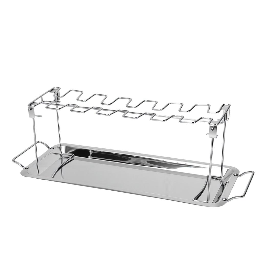 Chicken Leg Rack Detachable Foldable Stainless Steel Chicken Wing Rack with Drip Pan for Outdoor Household