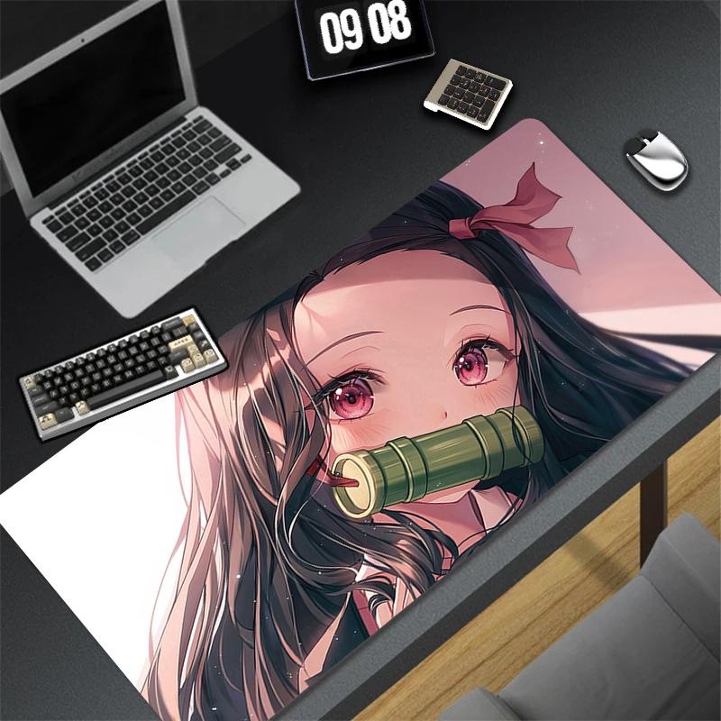 Laptop Anime Girl Keyboard Rug Demon Slayer Kamado Nezuko Mouse Pad Pc Kawaii Flam Gamer Cabinet Mousepad Cute Extended Desk Mat