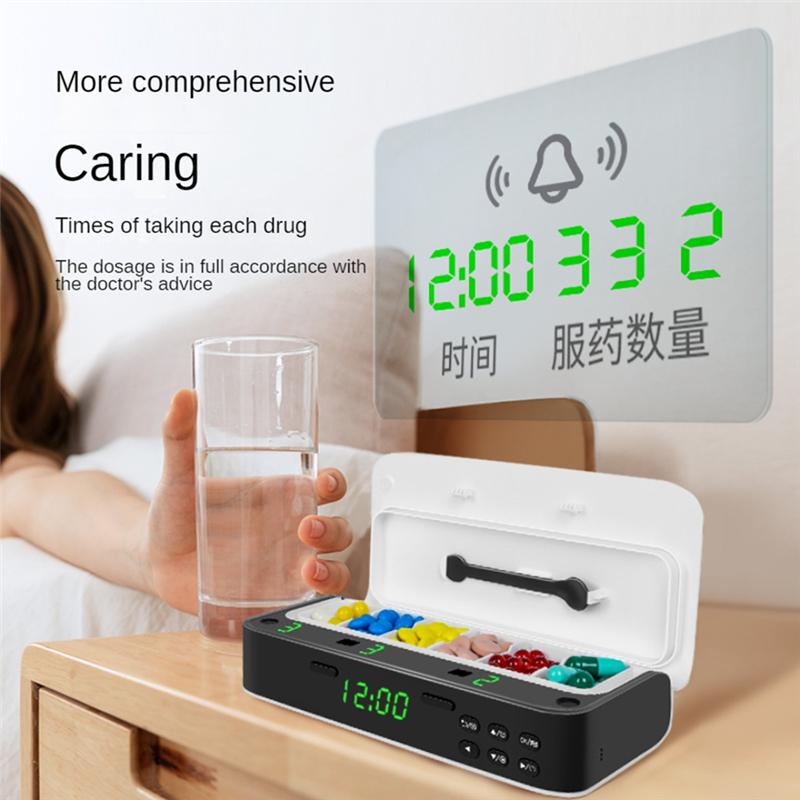 

Pill Box Smart Electronic Medicine Pill Box Time Capsule Weekly Pill Box Health Travel Health Care,White+Black Easy To Use