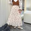 Summer 2025 High-Waist Yellow Floral A-Line Chiffon Skirt for Women R85S657B