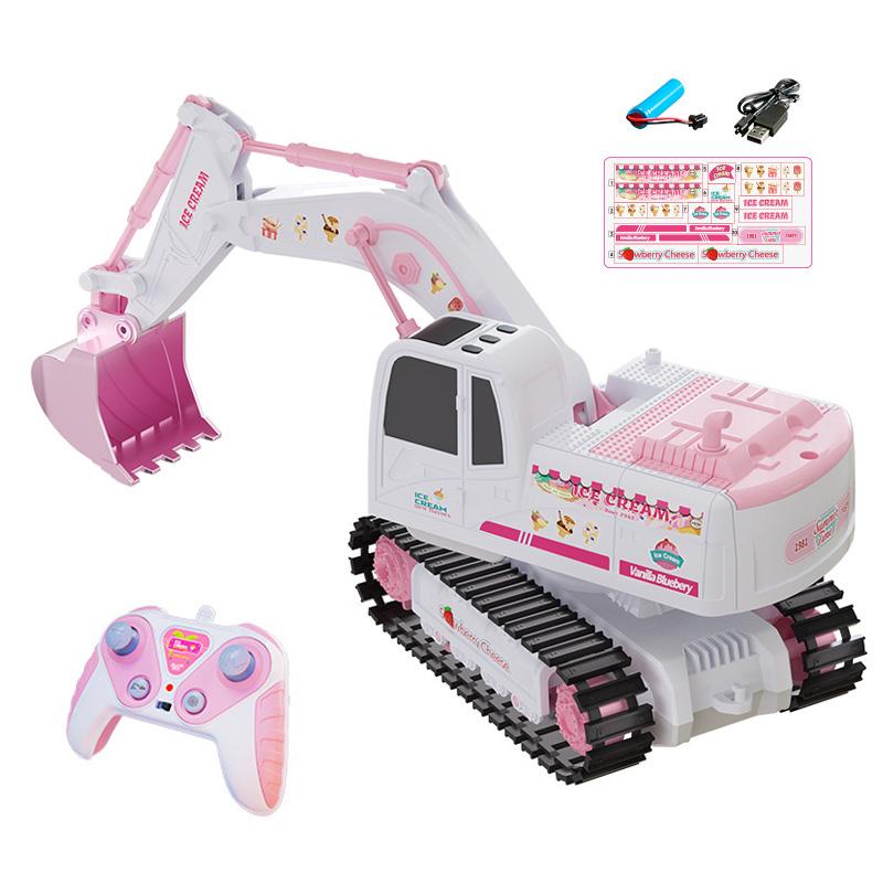 

Pink remote control excavator, remote control excavator engineering truck car 2.4G 1/24 engineering truck electric toy