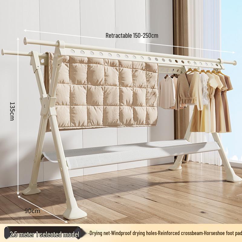 Retractable Foldable Octopus Clothes Rack: Floor-Standing Carbon Steel Eight-Legged Indoor Drying Pole for Clothes and Quilts