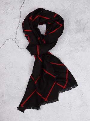 IKALOOK Reversible Black Check Scarf Amu117