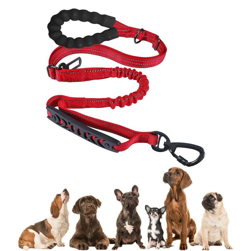 New 4 IN 1 High-strength Elastic Explosion-proof Punching Leash Heavy Duty 125-190cmTactical Bungee Rope Medium  Mascotas красный