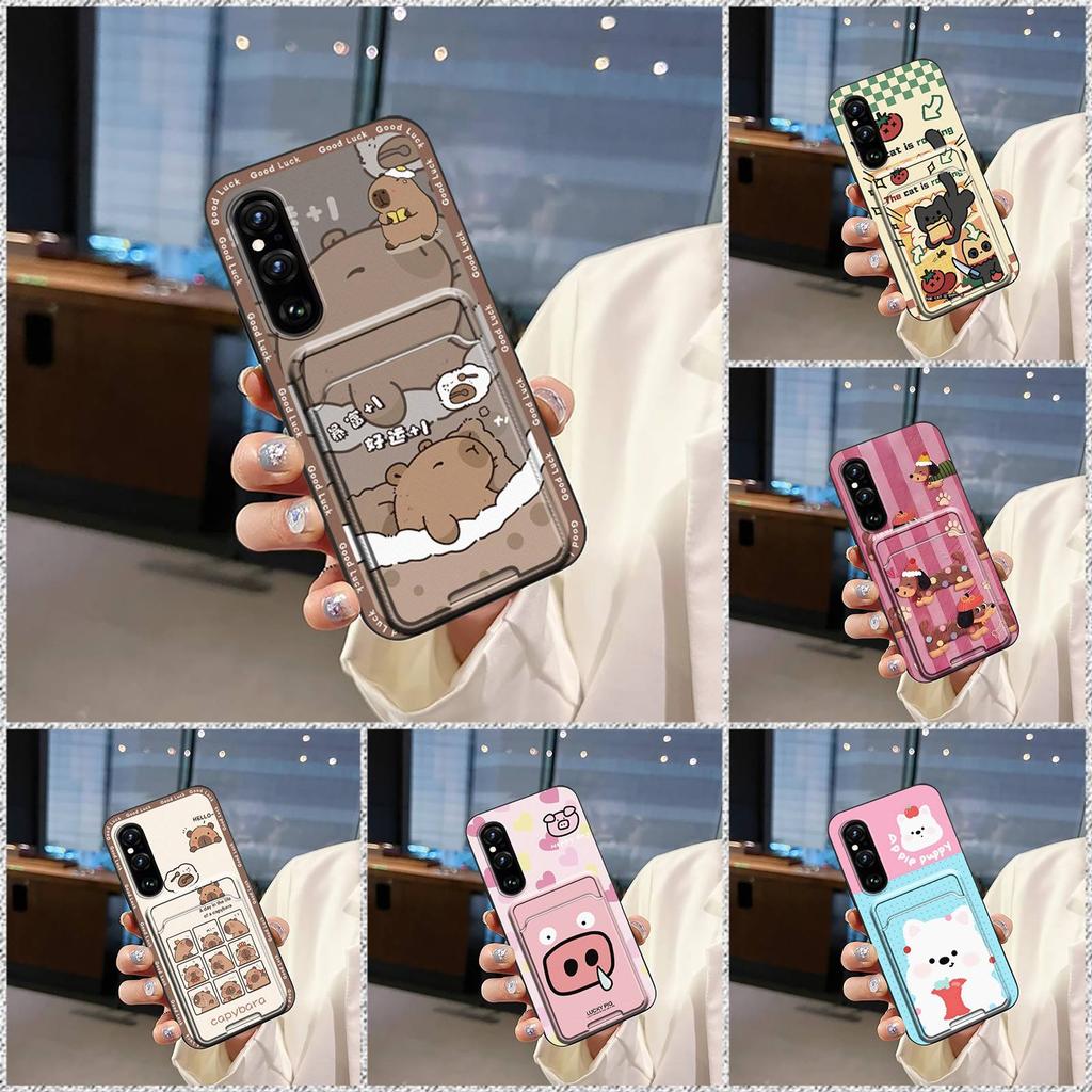Card slot Shockproof Phone Case For Sony Xperia1 V 2023 Back Cover Card sleeve Fashion Design Soft case Dirt-resistant