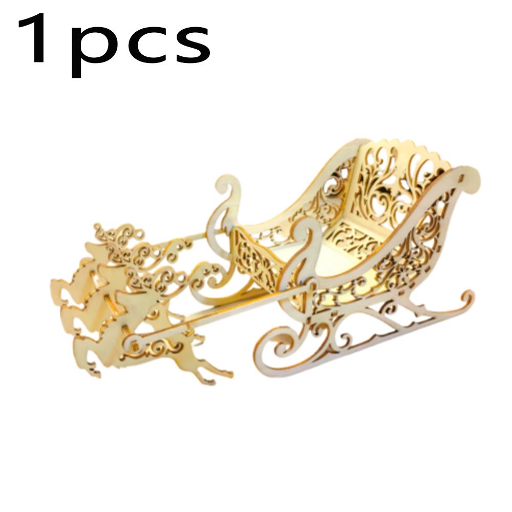 

1/2pcs 3D Wooden Christmas Sleigh with ReindeerIntricate DIY Craft Ornament Christmas Decorations Holiday Tabletop Display other