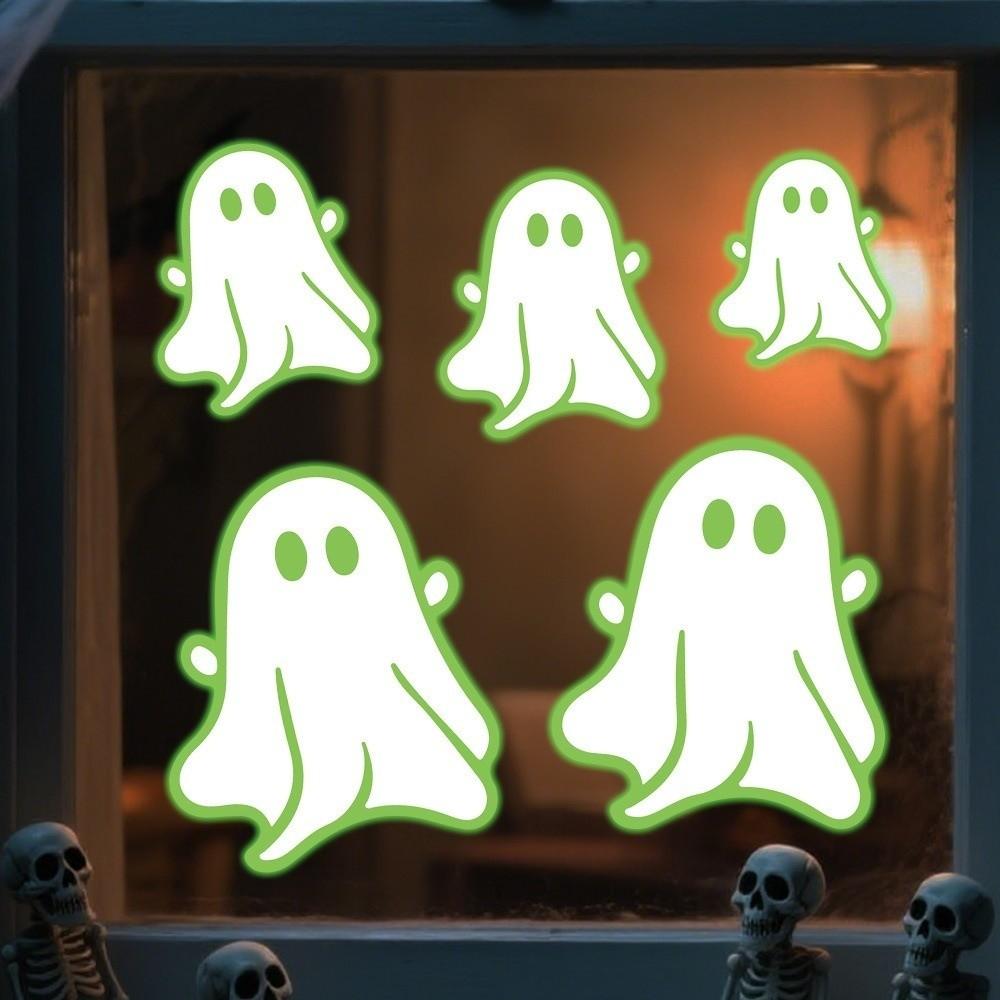 New Happy Halloween Window Clings Decor Removable Bat Specter Glow in The Dark Eyes Luminous Window Sticker Home Decor