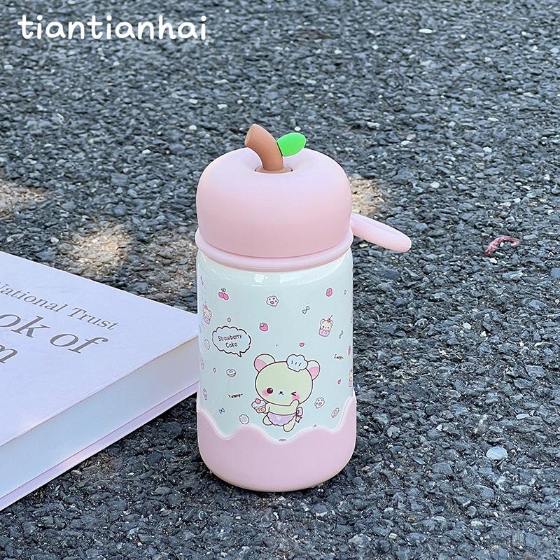 Direct drinking ins thermos cup portable student campus small pocket cup anti-drop stainless steel cute girl water cup