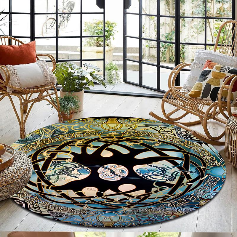 1Pc Tree of Life Circular Print Rug - home decoration Carpet For Living Room Bedroom Flooring Computer Chair Area Rug