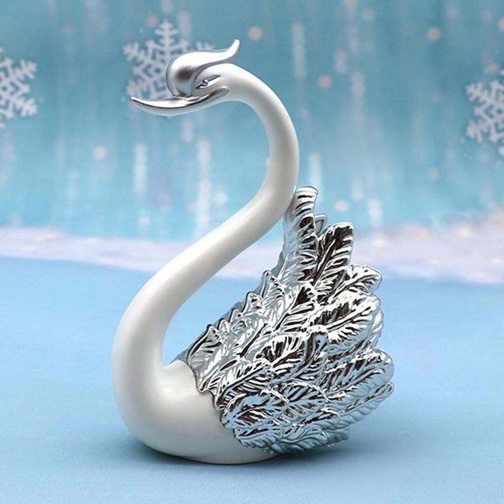 2pcs/Lot Crown Glass Table Swan Baking Decorative Birthday Anniversary Ornament Cake Topper Figure Paper Weight Desk Home Decor